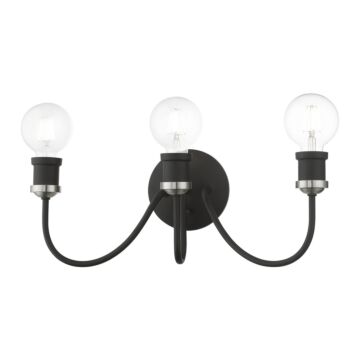 Lansdale 3-Light Bathroom Vanity Sconce in Black w with Brushed Nickel