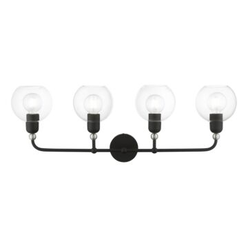 Downtown 4-Light Bathroom Vanity Sconce in Black w with Brushed Nickel