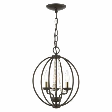 Arabella 3-Light Convertible Mini Chandelier with Semi-Flush in Bronze w/Antique Brass Finish Candles
