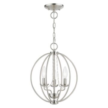 Arabella 3-Light Convertible Mini Chandelier with Semi-Flush in Brushed Nickel