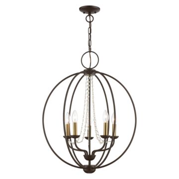 Arabella 5-Light Chandelier in Bronze w with Antique Brass Finish Candles