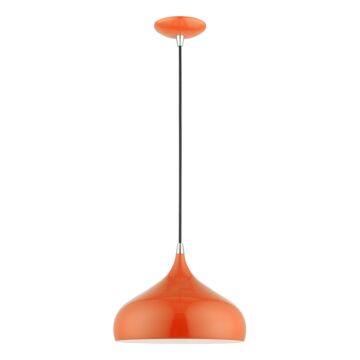 Amador 1-Light Pendant in Shiny Orange w with Polished Chrome