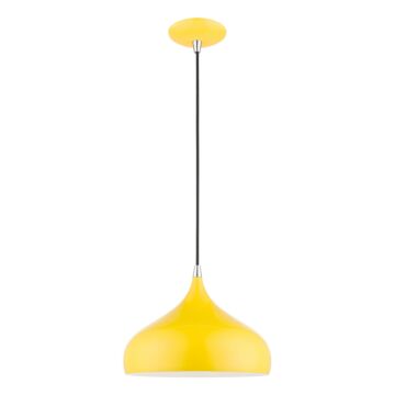 Amador 1-Light Pendant in Shiny Yellow w with Polished Chrome