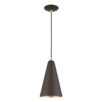 Dulce 1-Light Mini Pendant in Bronze w with Antique Brass