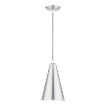 Dulce 1-Light Mini Pendant in Brushed Aluminum w with Polished Chrome