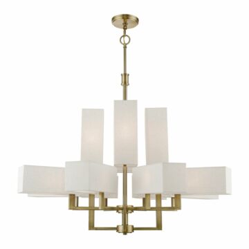 Rubix 12-Light Foyer Chandelier in Antique Brass