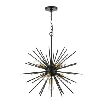 Tribeca 7-Light Chandelier in Shiny Black w with Polished Brass
