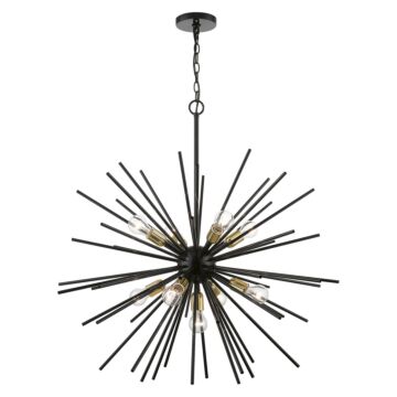 Tribeca 9-Light Foyer Chandelier in Shiny Black w with Polished Brass