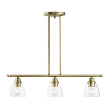 Montgomery 3-Light Linear Chandelier in Antique Brass