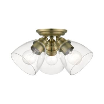Montgomery 3-Light Semi-Flush Mount in Antique Brass