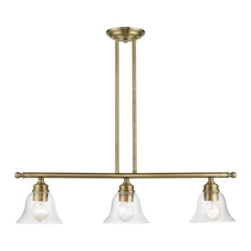Moreland 3-Light Linear Chandelier in Antique Brass