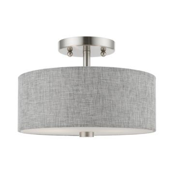 Dakota 2-Light Semi-Flush Mount in Brushed Nickel w with Shiny White