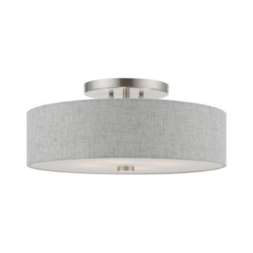 Dakota 4-Light Semi-Flush Mount in Brushed Nickel w with Shiny White