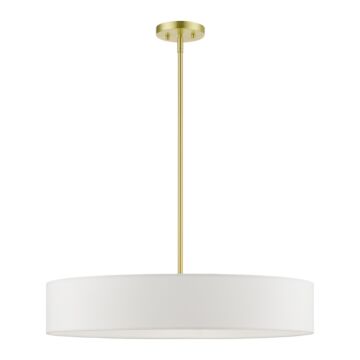 Venlo 5-Light Pendant in Satin Brass w with Shiny White