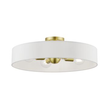 Venlo 4-Light Semi-Flush Mount in Satin Brass w with Shiny White