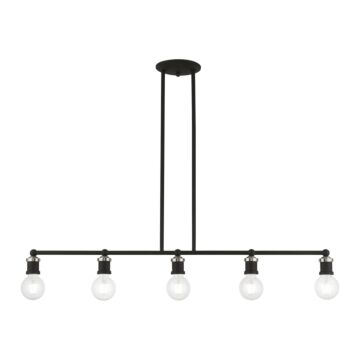 Lansdale 5-Light Linear Chandelier in Black w with Brushed Nickel