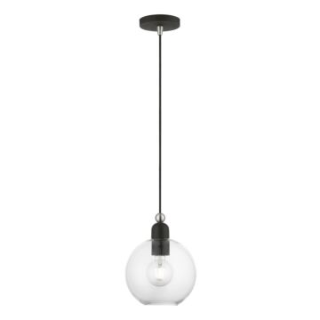 Downtown 1-Light Pendant in Black w with Brushed Nickel