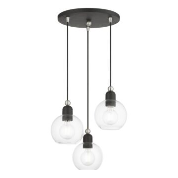 Downtown 3-Light Pendant in Black w with Brushed Nickel
