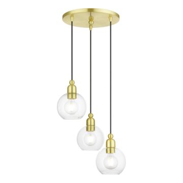 Downtown 3-Light Pendant in Satin Brass