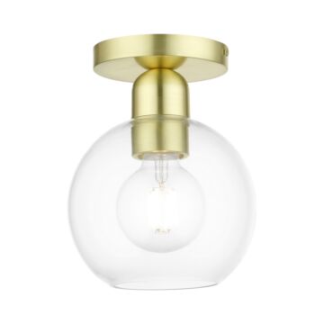 Downtown 1-Light Semi-Flush Mount in Satin Brass