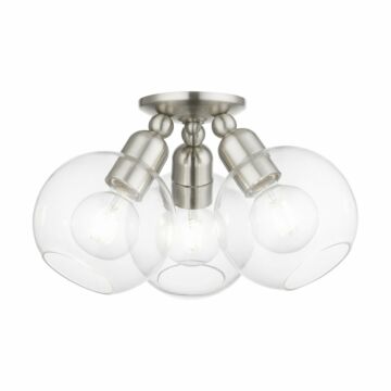 Downtown 3-Light Semi-Flush Mount in Brushed Nickel