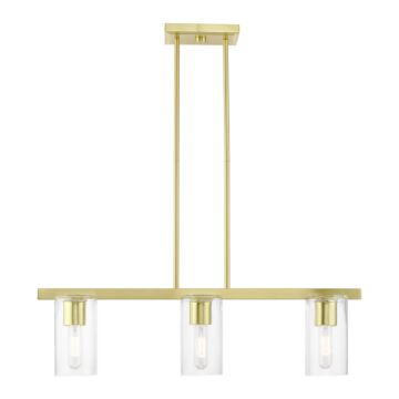 Clarion 3-Light Linear Chandelier in Satin Brass