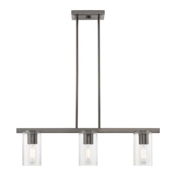 Clarion 3-Light Linear Chandelier in Black Chrome