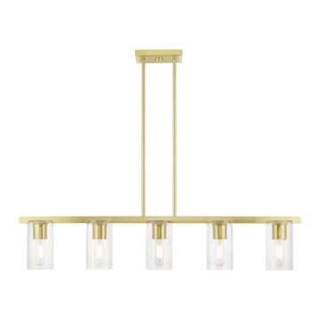 Clarion 5-Light Linear Chandelier in Satin Brass