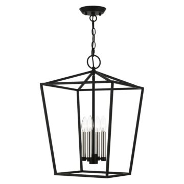 Devone 4-Light Chandelier in Black w with Brushed Nickel