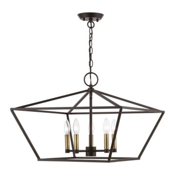 Devone 5-Light Chandelier in Bronze w with Antique Brass