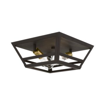 Schofield 2-Light Flush Mount in Bronze w with Antique Brass