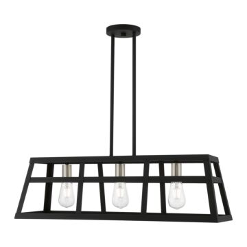 Schofield 3-Light Linear Chandelier in Black w with Brushed Nickel