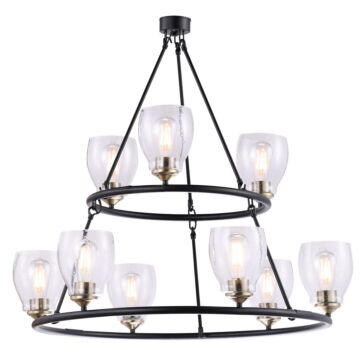 Winsley Chandelier in Coal And Stained Brass by Minka-Lavery