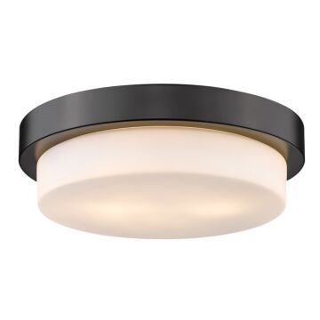 Multi Family Two Light Flush Mount in Matte Black by Golden