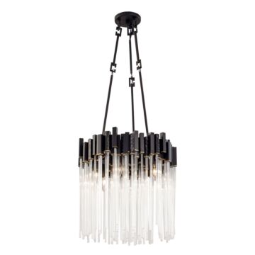 Matrix Six Light Pendant in Matte BlackFrench Gold by Varaluz
