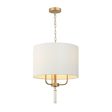 Secret Agent Three Light Pendant in Painted GoldWhite Leather by Varaluz