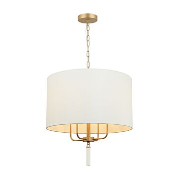 Secret Agent Four Light Pendant in Painted GoldWhite Leather by Varaluz