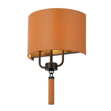Secret Agent Two Light Wall Sconce in BlackCamel Leather by Varaluz