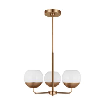Alvin Three Light Chandelier in Satin Brass by Visual Comfort Studio