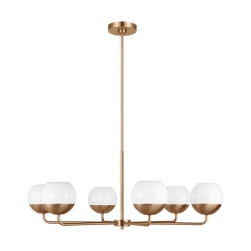Alvin Six Light Chandelier in Satin Brass by Visual Comfort Studio