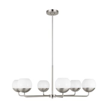 Alvin Six Light Chandelier in Brushed Nickel by Visual Comfort Studio
