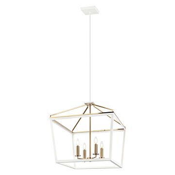 Mavonshire Four Light Chandelier in White   Aged Gold Brass by Matteo Lighting