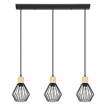 Palmorla Three Light Pendant in Structured Black by Eglo USA