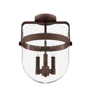 Hunter Karloff 3-Light Semi-Flush Mount in Textured Rust