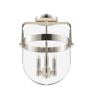 Hunter Karloff 3-Light Semi-Flush Mount in Brushed Nickel