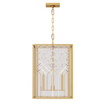 Erro Four Light Pendant in Burnished Brass by Visual Comfort Studio