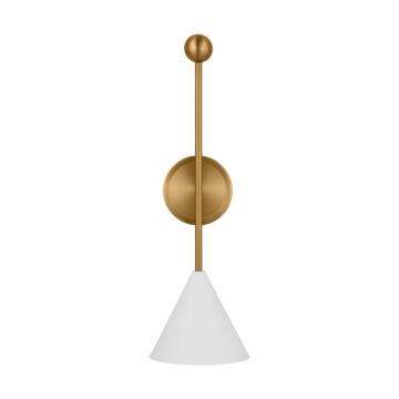 Cosmo One Light Bath Fixture in Matte White and Burnished Brass by Visual Comfort Studio
