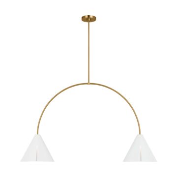 Cambre LED Linear Chandelier in Matte White and Burnished Brass by Visual Comfort Studio