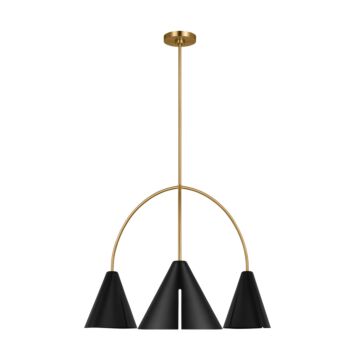 Cambre LED Chandelier in Midnight Black and Burnished Brass by Visual Comfort Studio