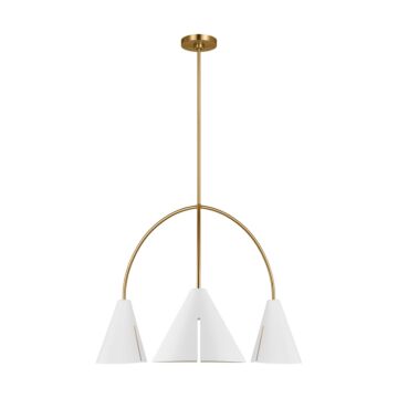Cambre LED Chandelier in Matte White and Burnished Brass by Visual Comfort Studio
